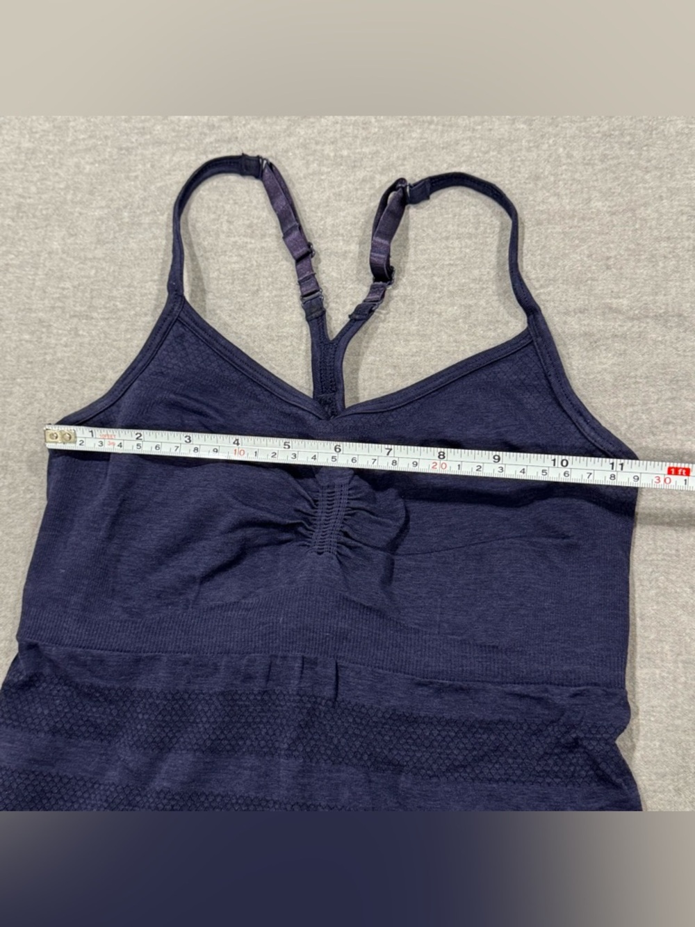 Lululemon Navy Strappy Knit shelf bra tank with Textured Stripes - Picture 3 of 10
